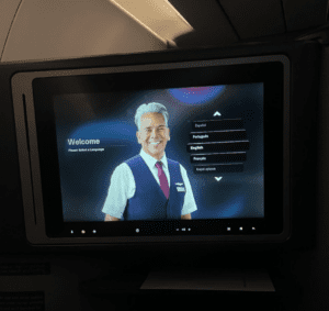 a screen with a man on it