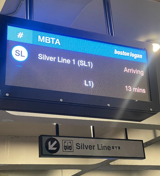 a sign with a blue and white text