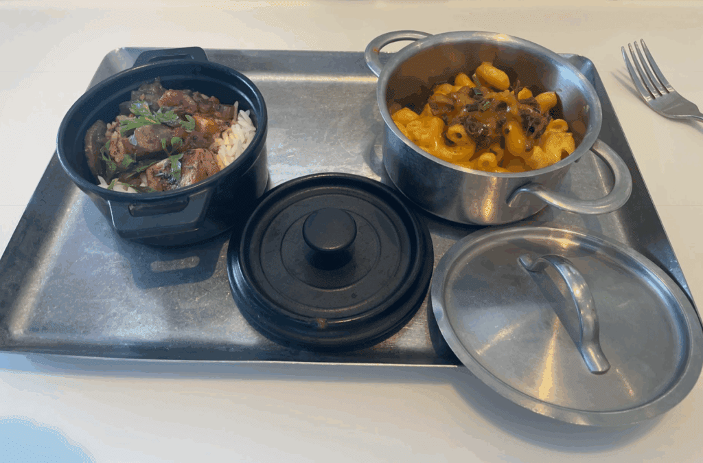 a tray with food on it
