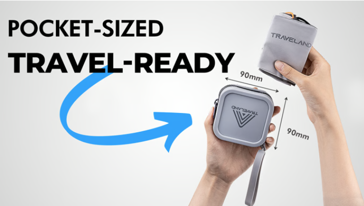 a hand holding a small grey case