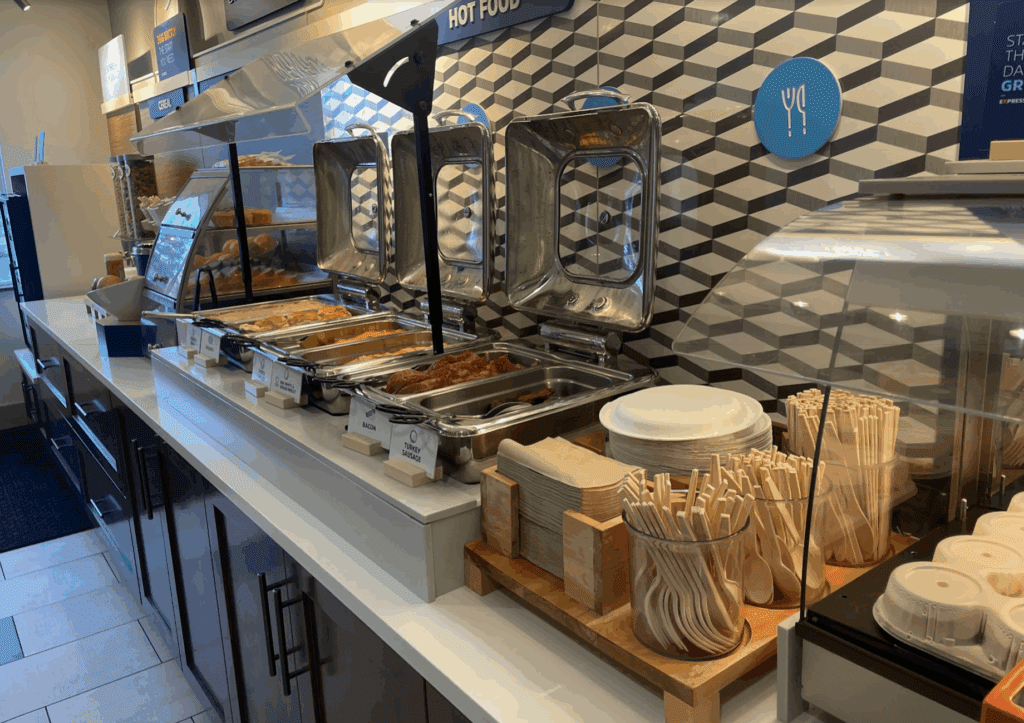 food in a buffet at a restaurant