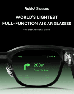 a black pair of glasses with green text