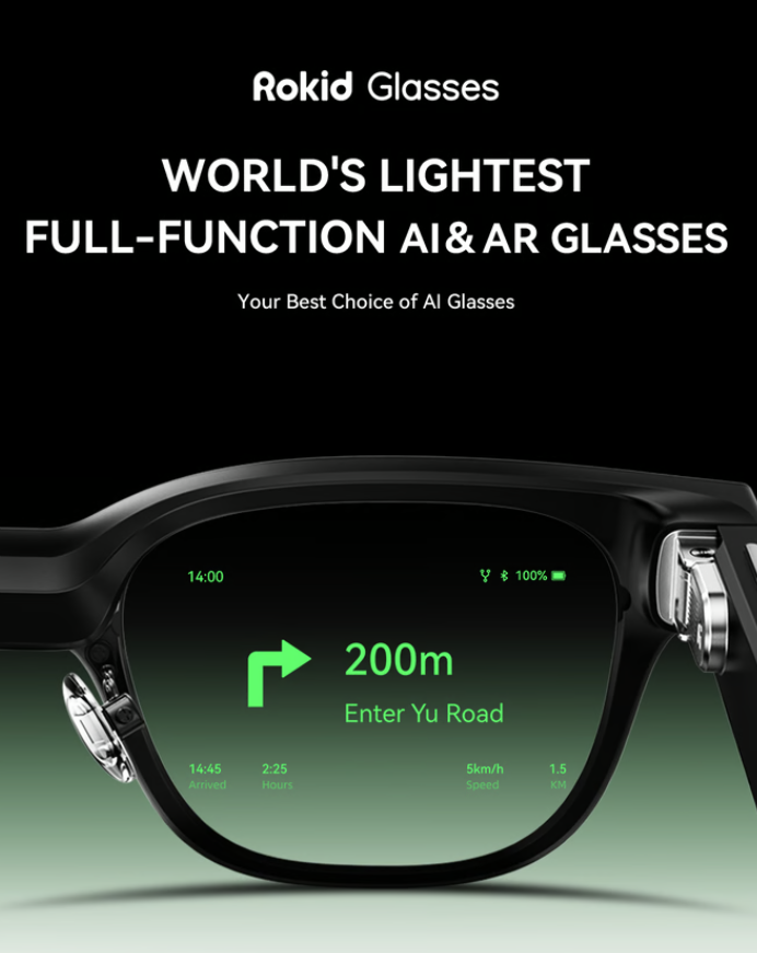 a black pair of glasses with green text