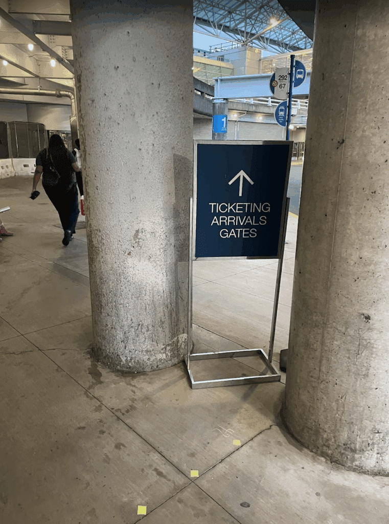 a sign in a building