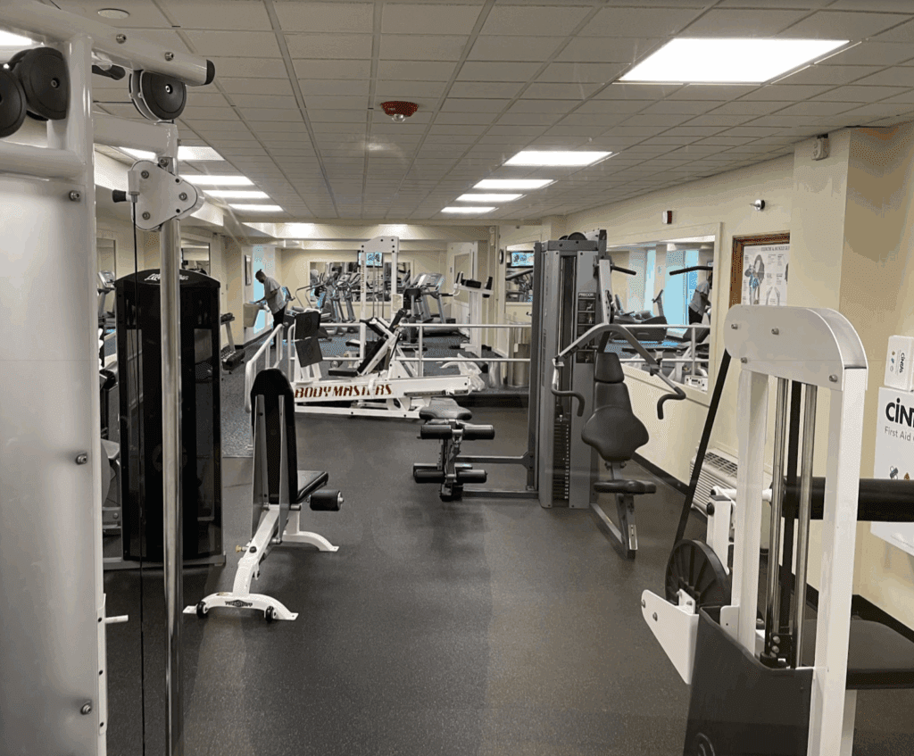 a gym with exercise equipment