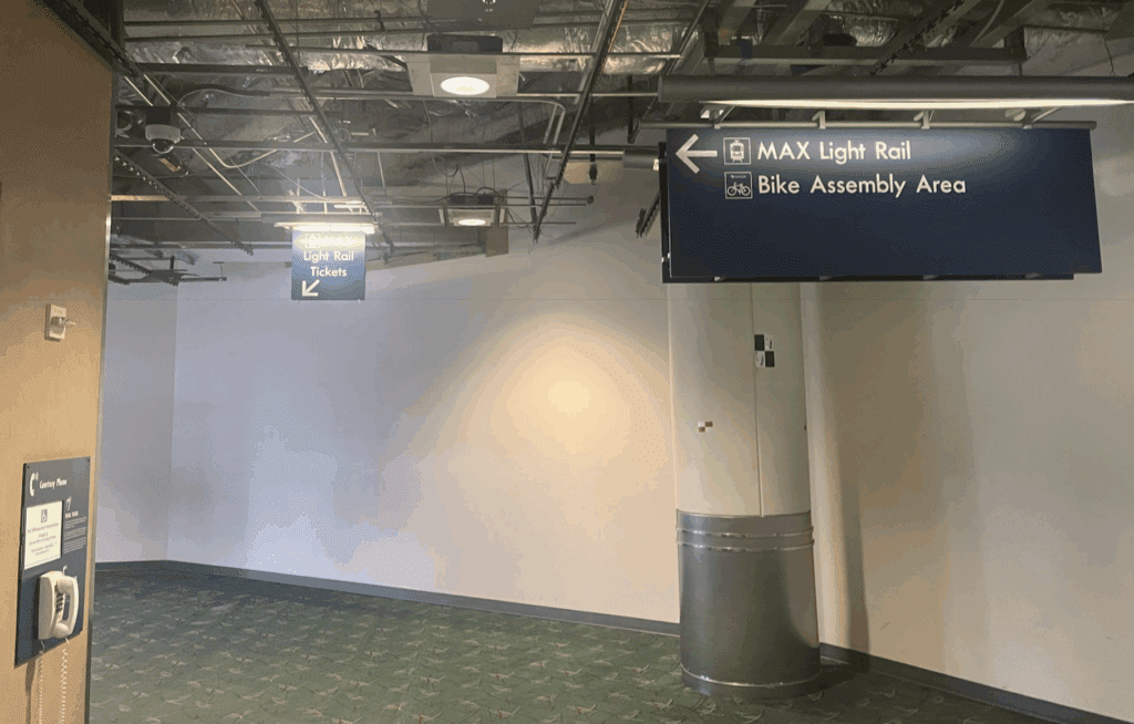 a sign in a building