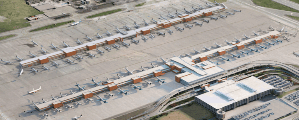 an aerial view of an airport