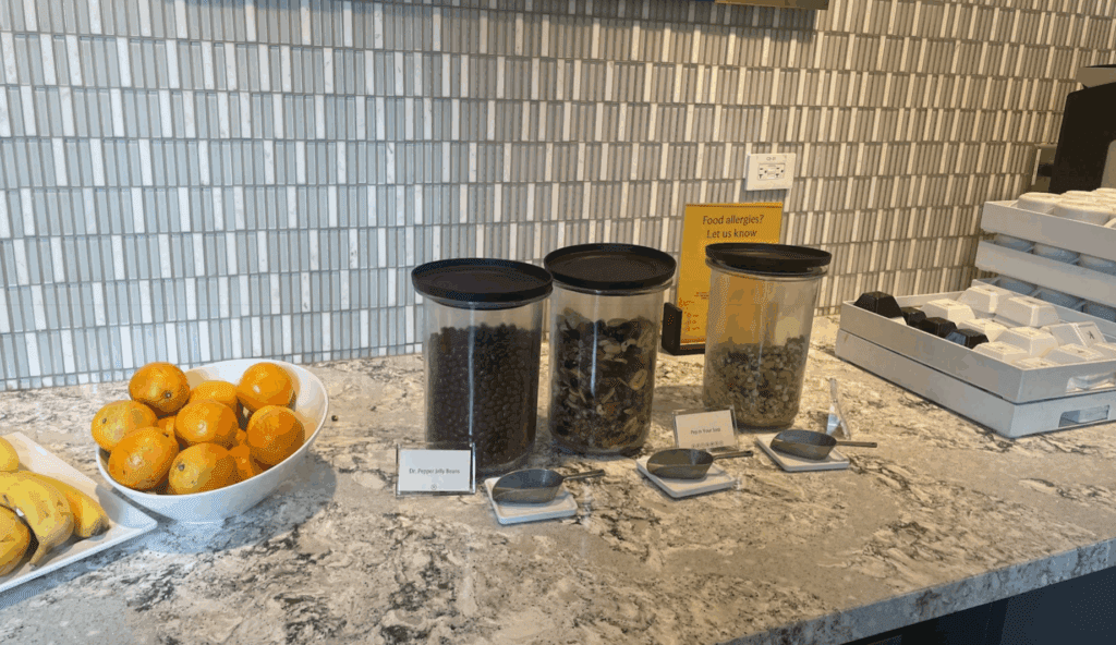 a group of containers of food on a counter