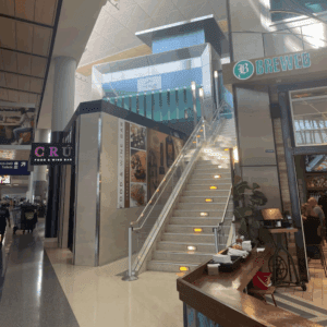 a staircase in a building