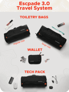 a collage of a black bag