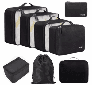 a group of black bags