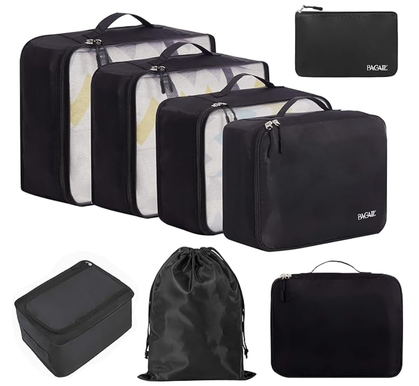 a group of black bags