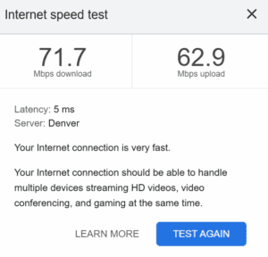 a screenshot of a speed test