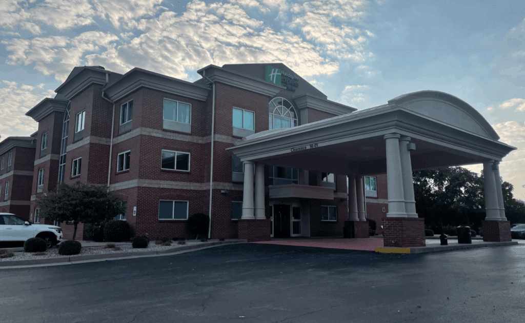 a building with a large entrance