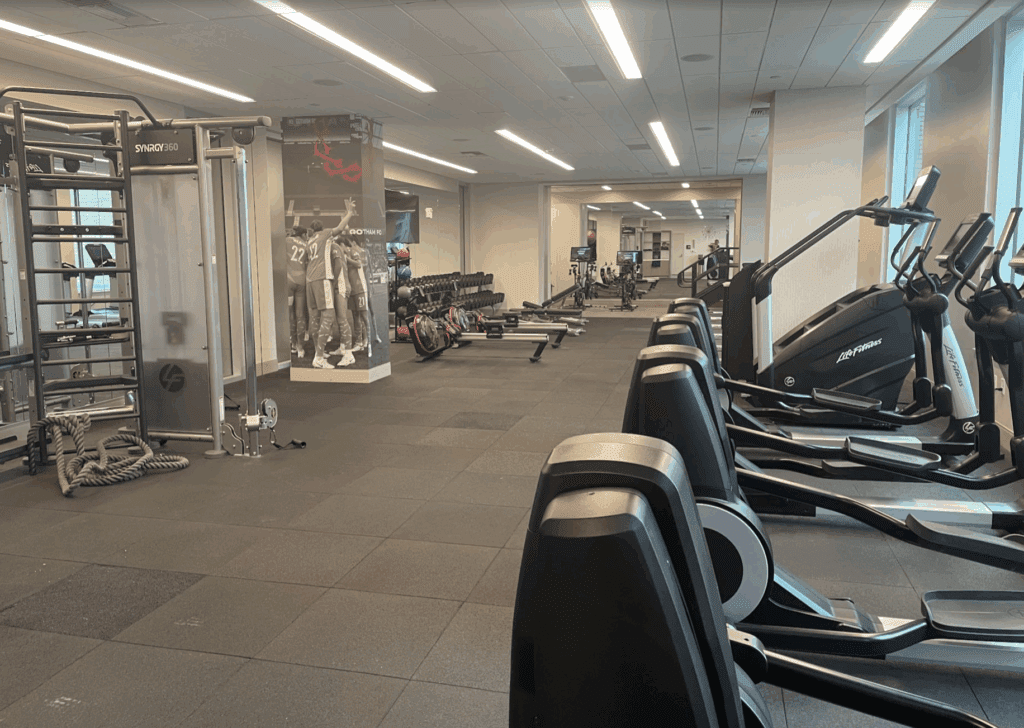 a gym with exercise equipment