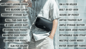 a man holding a black bag