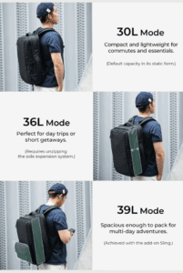 a collage of a man with a backpack