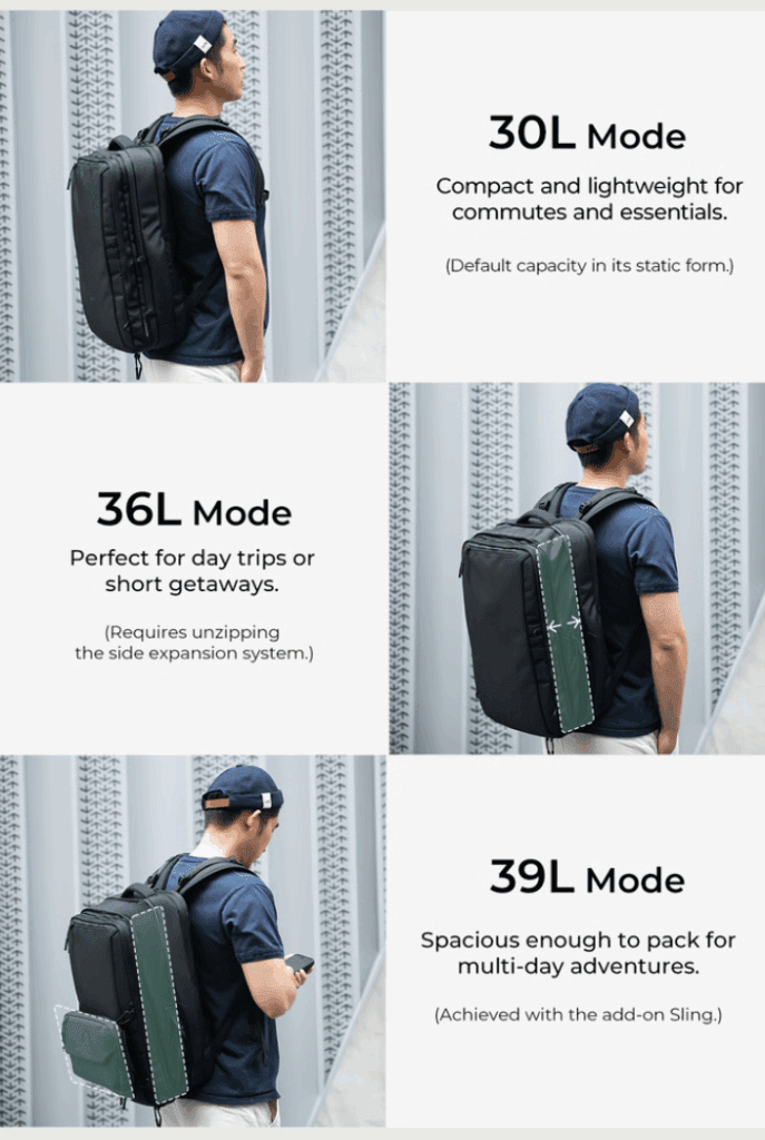 a collage of a man with a backpack