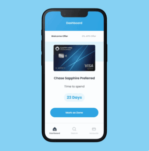 a black cell phone with a blue and white screen