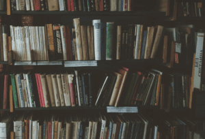 a shelf full of books