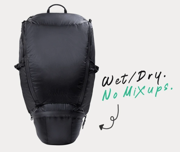 a black backpack with a white background