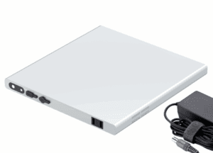 a white rectangular device with a power cord