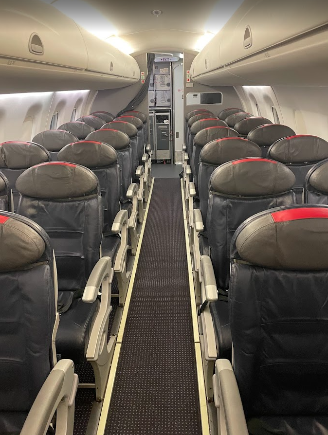 a row of seats on an airplane