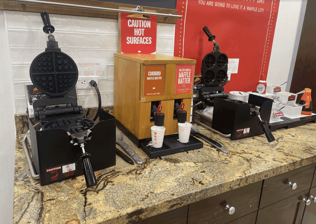 waffle maker and waffle maker on a counter