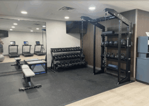 a gym with exercise equipment