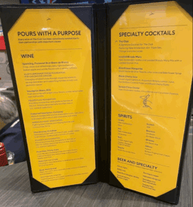 a menu on a table