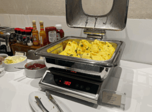food in a pan on a counter