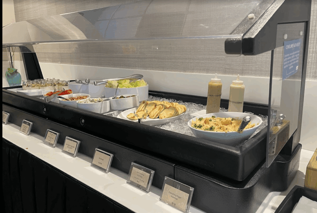 food on the counter of a buffet