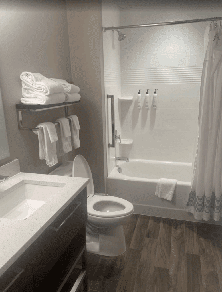 a bathroom with a toilet and bathtub