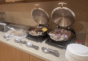 food in a kitchen with a counter top