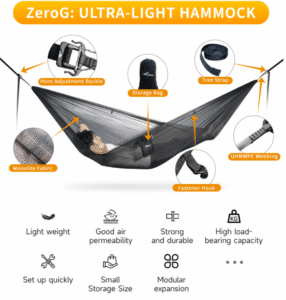 a person lying in a hammock