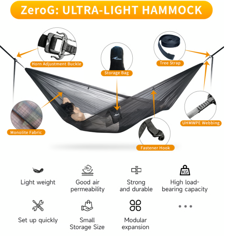 a person lying in a hammock