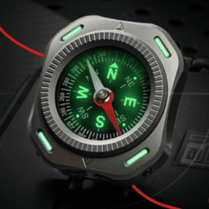 a close up of a compass