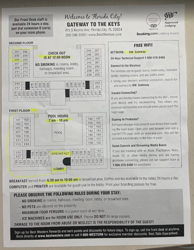 a white paper with black text and yellow marker on it