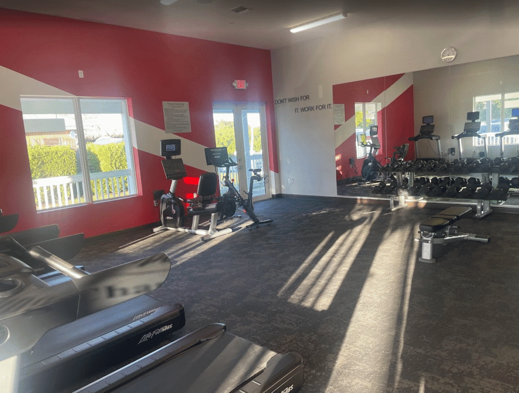 a gym with exercise equipment