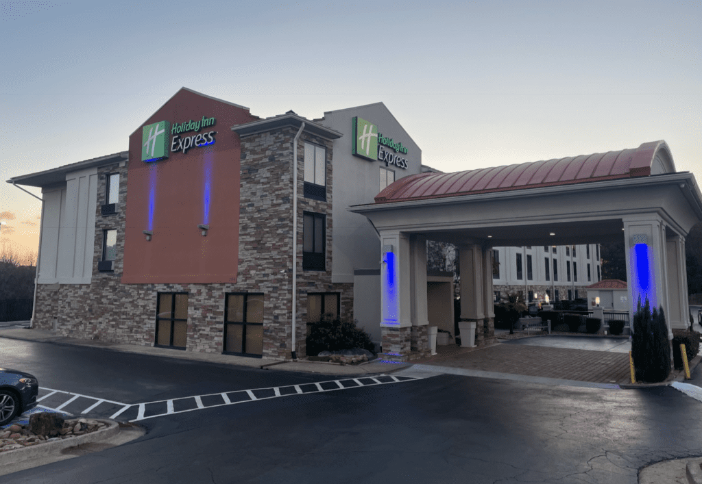 a building with a sign on it