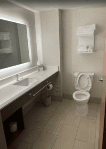 a bathroom with a sink and toilet