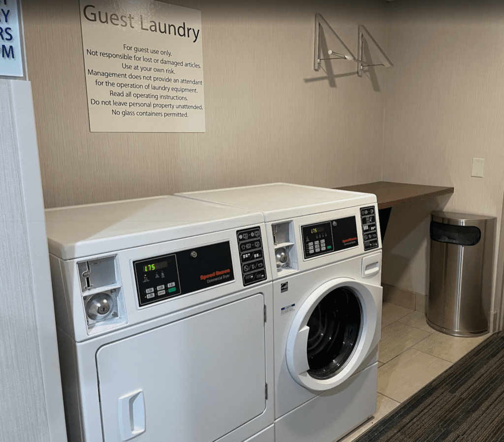 a washer and dryer in a room