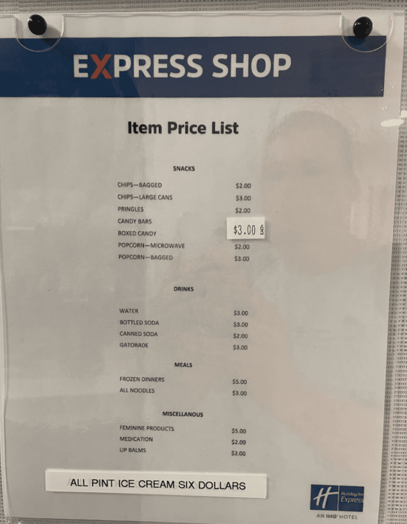 a sign with a price list