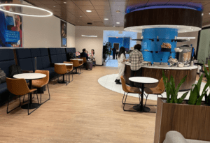 a group of people in a restaurant