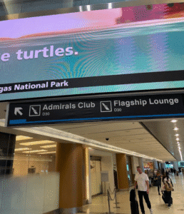 a sign in a airport