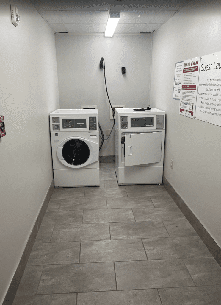 a washer and dryer in a room